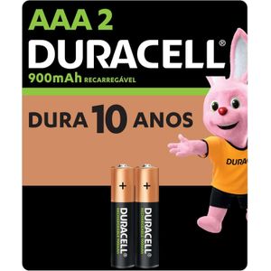 Pilha Palito Aaa com 2 Unidades Recarregável Duracell