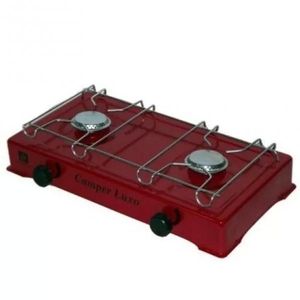 Fogão 2 Bocas Camping Gás Camper Luxo Vermelho NTK
