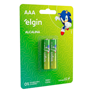 Pilha Alcalina AAA Blister 2 Peças Elgin