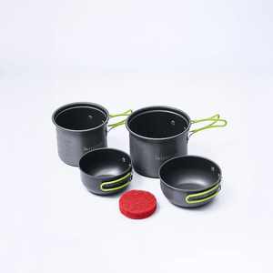 Conjunto de Panelas Camping 4 Peças Ultraleve Verde Limão Hawapi